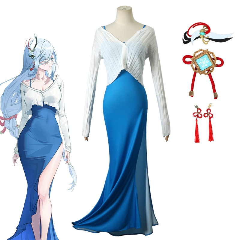 Game Genshin Impact Shenhe Cosplay Costumes Anime Figure Dresses Halloween Costumes for Women Vestido Role Play Clothing Suit